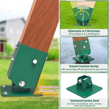 BeneLabel 1Pcs A-Frame Swing Set Middle Brackets with 4pcs Swing Leveling Base Brackets Heavy Duty A-Frame Swingset Hardware Kit DIY Swingset Middle Bracket for 2 (4x4) Legs & 1 (4x6) Beam - color: 1pcs Middle Bracket+2pcs Base Brackets