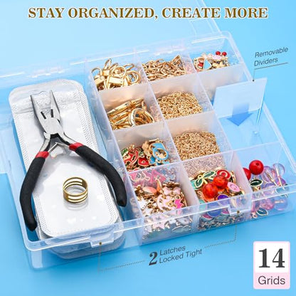656Pcs Keychain Making Kit: Gold Jewelry Making Supplies, DIY Crafts bulk