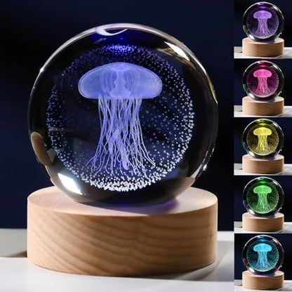 3D Jellyfish Gifts for Women - Crystals Ball 60mm Jellyfish Figurines Decor Glass Animals Figurine Keepsake Paperweight - style: Jellyfish