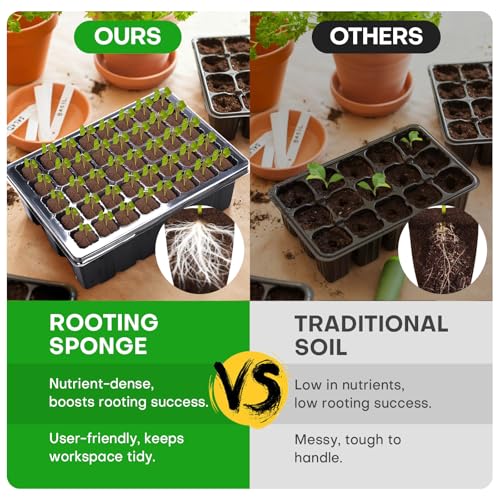 50 Pcs Seed Starter Plugs,Replacement Root Grow Sponges Plant Plugs,Great for Soil, Tray or Planting Pods, Promotes Herbs, Vegetables and Flowers Growth