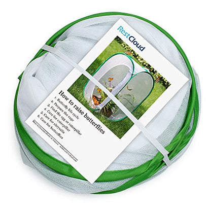 RESTCLOUD Professional Butterfly Habitat Insect Cage Caterpillar Enclosure Pop-up Polyester Bottom for Easier Clean - size: 15.7 x 15.7 x 23.6 inches