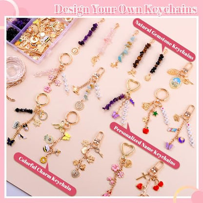 907 Pcs Lipgloss Keychain Making Kit,Bag Charm Kit with Crystal Stone - color: 907 Pcs Keychain