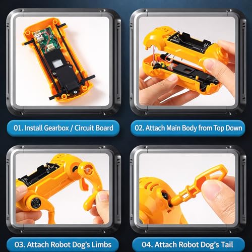 DIY Voice Control Robot Dog Assembly Kit with Movable Limbs, Yellow - color: Yellow