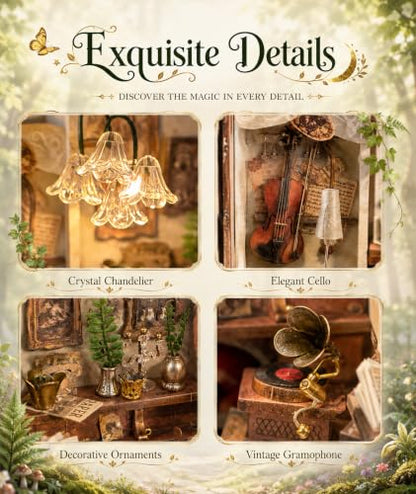 Book Nook Kit - Mossy Path Bookshop DIY Miniature Dollhouse with LED Lights, Mini Bookshelf Insert Decor for Adults & Teens, Creative Craft Gift for Family, Friends & Book Lovers - style: Mossy Path Bookshop