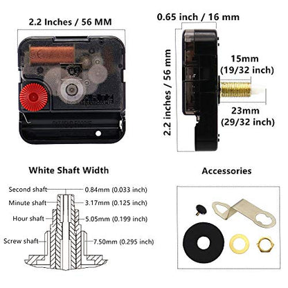Youngtown 12888 Quartz Clock Mechanism Replacement 29/32" Shaft Clock Parts - size: 29/32 inch total shaft length