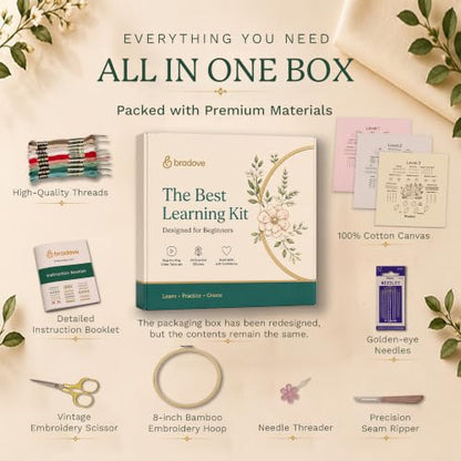 Bradove Beginner Embroidery Kit for Adults and Kids - color: Stitches Practice-C