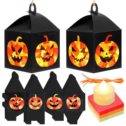 Simgoing 12 Sets Halloween Jack-O-Lantern Crafts Tissue Paper Crafts Kits - style: Pumpkin