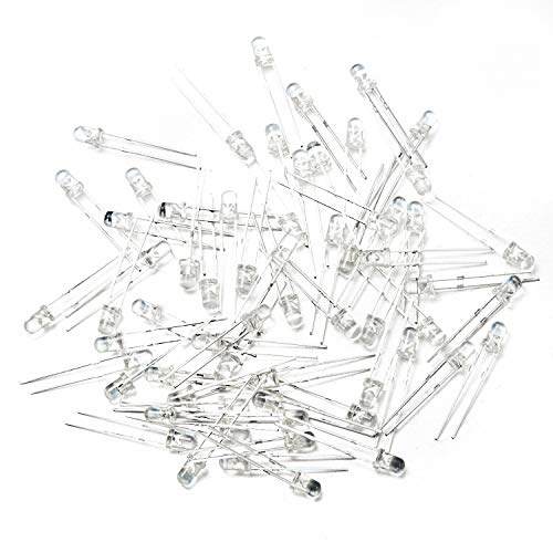 CHANZON 100 pcs 3mm White LED Diode Lights (DC 3V 20mA) - color: B) White, size: 3mm Round Top