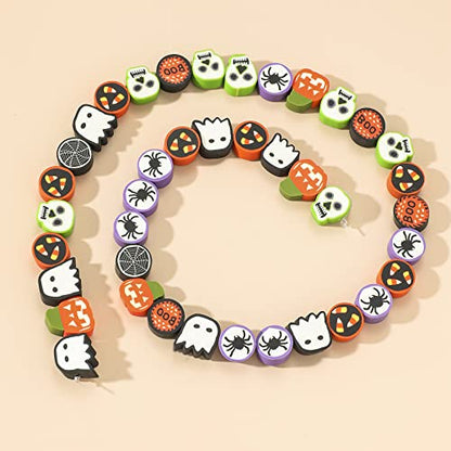 100 Pcs Halloween Polymer Clay Beads Heishi Spacer Beads Supplies for DIY Bracelet Earring Necklace Jewelry Making - color: Halloween