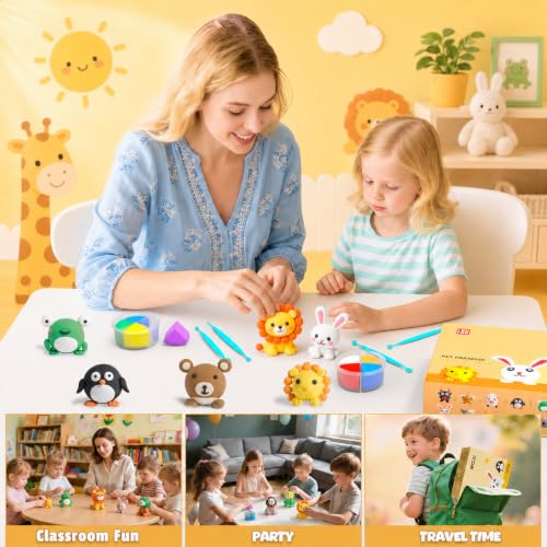 Air Dry Clay Kit -12 Animals Modeling Clay for Kids Arts and Crafts - color: #01Yellow- Pet Paradise