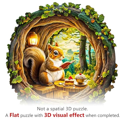 Squirrel in the Cave Wooden Puzzles for Adults 300 Pieces, L-13.4 * 13.1in - size: Large
