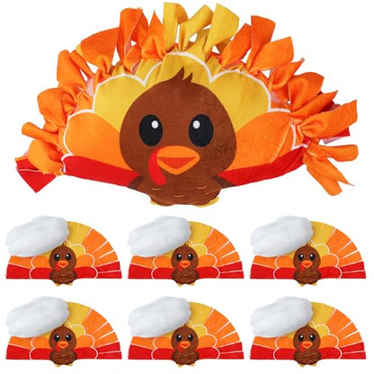 Weysat 6 Sets Thanksgiving Fall Turkey Tied Pillow Craft Kit DIY Turkey Pillow Craft Gifts with PP Cotton for Fall Harvest Thanksgiving Party Decor VBS School Favors Classroom Giveaways - style: Thanksgiving