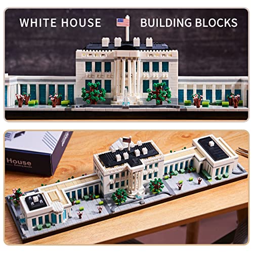 JXRLMB Architecture White House Modle Kit Micro Building Blocks Sets for Adults World Famous Landmark Collection Set U.S. Capital 3520 PCS for Teens 14+ - color: White House