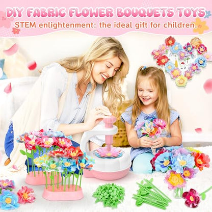 GirlsHome 300+PCS Fabric Flower Bouquets Toys, DIY Flower Making Kit - color: White Pink
