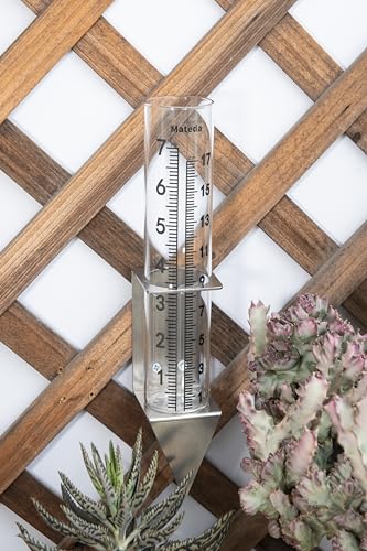 7" Capacity Rain Gauge with Stainless Steel Mounting Rack Holder, Post Mount Rain Gauge or Yard Garden Outdoor Home (Style C) - style: Style C