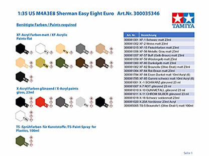Tamiya 35346 1/35 US Medium Tank M4A3E8 Sherman Plastic Model Kit