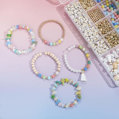 Xylise DIY Jewelry Making Kit, 1000+ Beads with Letters, Turquoise and Pearl Beads, Gold Charms, Bracelet Supplies (Colorful) - color: colorful