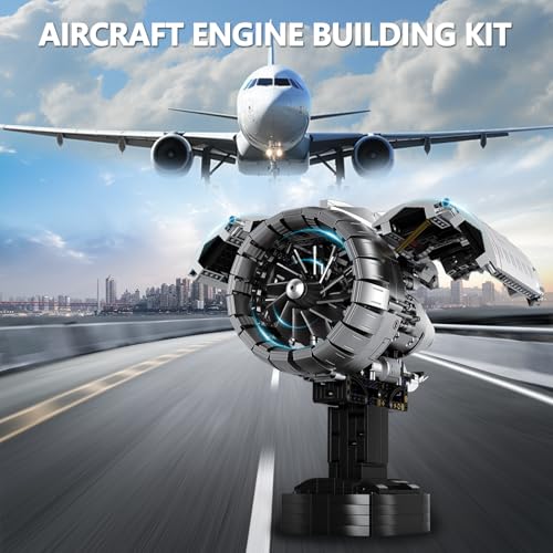 HIGH GODO Aircraft Engine Building Kit that Works, Aircraft Turbofan Engine Model Kit with Motor, Build Your Own Engine Kit, STEM Project for Teens Adults 14+ (1786 PCS)