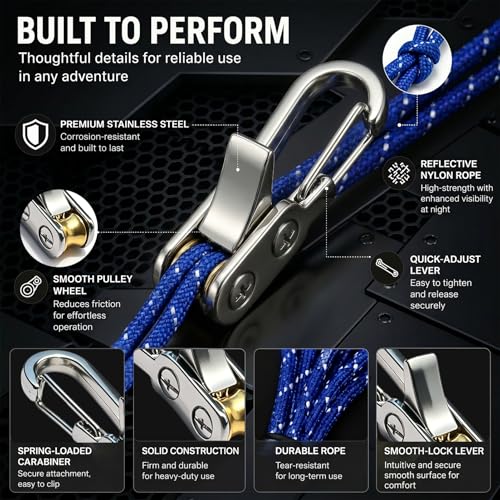 6-Pack Tensioner & Rope Tightening Tool, Paracord Adjusters with Roller Lock Buckle for Easy and Secure Tying, Heavy Duty Tie Down for Boating, Camping & Outdoor Gear