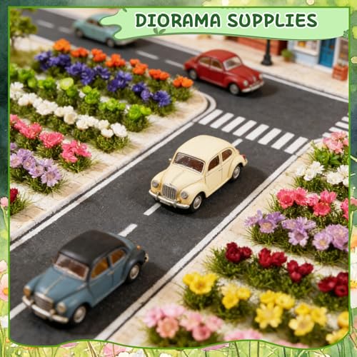 Warmtree 63 Pcs Miniature Colorful Flower Cluster Static Grass Tufts - color: Color a