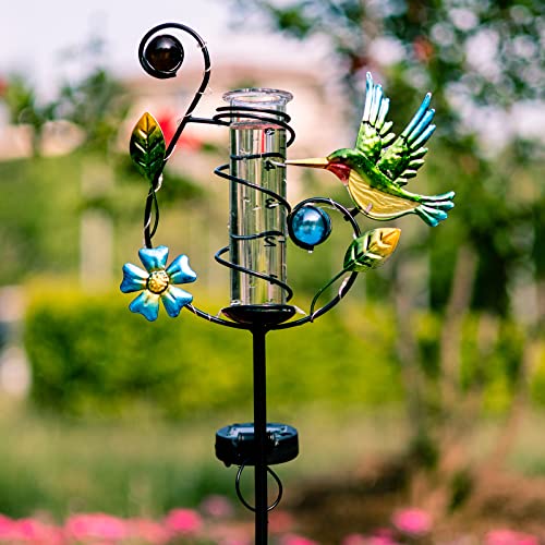 Stargarden Hummingbird Rain Gauge Outdoor Solar LED Lights Rain Gauge - color: Hummingbird-A