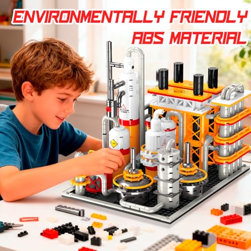 Oil Refinery Building Set, 734 PCS Industrial Processing Plant Brick Model with Distillation Towers, Display Model Kit for Adults and Kids Ages 6+ - style: Oil Refinery
