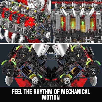 Mould King 10130 V8 Engine Model kit that Runs, Build Your Own Cars Combustion Battery/Motor Blocks Sets, STEM Toy Gift for Adults 14+ Teens, Engineering Toys for Display Collection(2718 Pcs) - style: V8 Engine