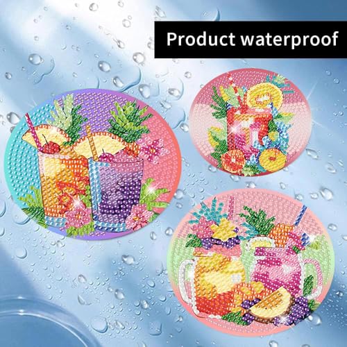 8 Pcs Diamond Art Coaster Kit for Adult with Holder, Diamond Coasters 4x4in - color: Cocktail Coasters, size: 8 Pcs 4x4in