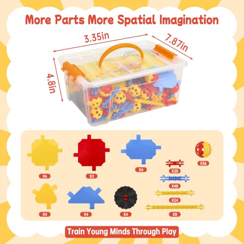 160PCS STEM Building Toys 360° Connectors for Kids 3-12 Yellow - color: Yellow