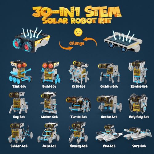 Wesfuner 30-in-1 Solar Robot Building Kit STEM Gift for Boys Ages 8-13 - color: Blue