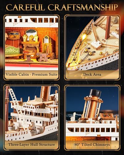 Rolife 3D Wooden Puzzle Titanic Model Ship Kit 19.5" 433Pcs LED