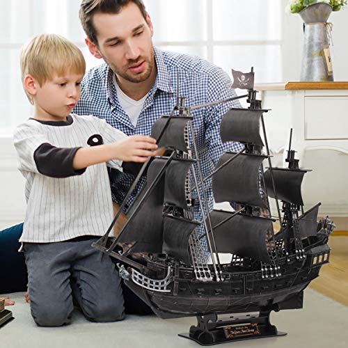 CubicFun 3D Puzzles Queen Anne's Revenge Pirate Ship Puzzle Kit, 340 Pieces - style: 1/95 LED Queen Anne's Revenge