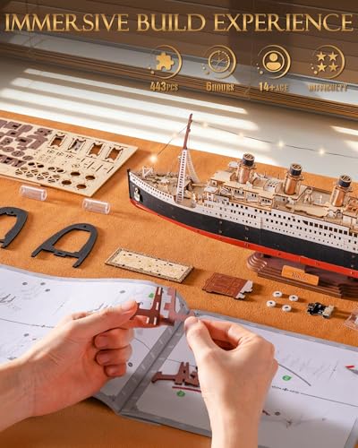 Rolife 3D Wooden Puzzle Titanic Model Ship Kit 19.5" 433Pcs LED