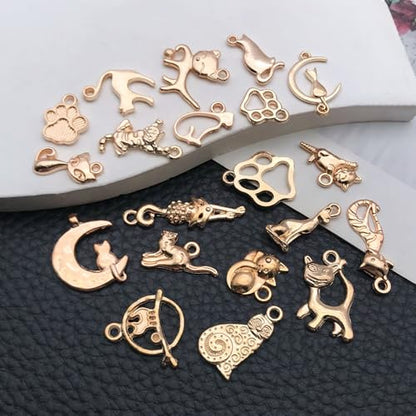 WOCRAFT 60pcs KC Gold Cat Bracelet Charms for Jewelry Making Sets DIY Necklace Bracelet Keychain Crafting Charms Kit Craft Supplies (SN842) - color: KC Gold, size: Cat Charms