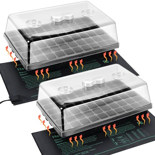 SOLIGT 2 Set 60-Cell Seed Starter Kit with Domes, Cell Trays and Heat Mats - size: 2 SET