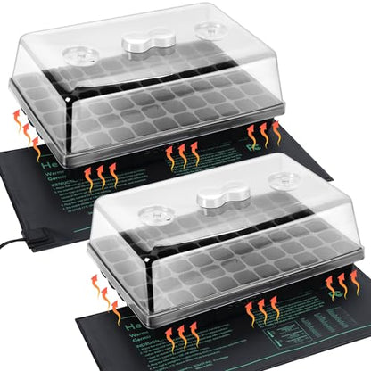 SOLIGT 2 Set 60-Cell Seed Starter Kit with Domes, Cell Trays and Heat Mats - size: 2 SET