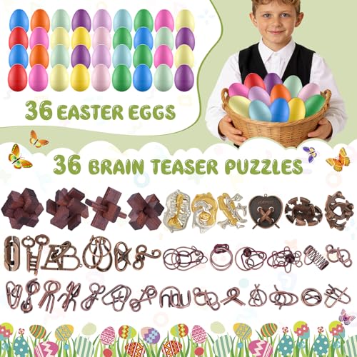 36 Pcs Brain Teaser Puzzles for Adults - Metal Puzzles 3D Puzzle Game Toys for Adults Teens - Wooden Unlock Interlocking Puzzle Adult IQ Education Smart Toys - style: 36 PC