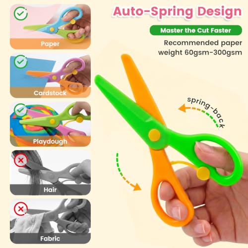 Koogel Toddler Scissors Practice Kit, 2 Safety Scissors & 120 Craft Papers