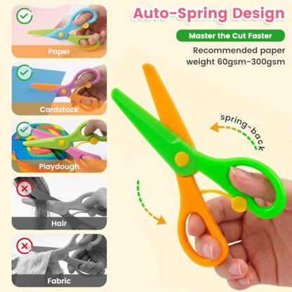 Koogel Toddler Scissors Practice Kit, 2 Safety Scissors & 120 Craft Papers