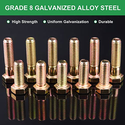 FOLIV 608pcs Grade 8 Bolts and Nuts Assortment Kit, 1/4-20, 5/16-18, 3/8-16, 1/2-13 Heavy Duty Hex SAE Bolts Nuts Washers Assortment Kit - size: 608PCS M6, M8, M10, M12