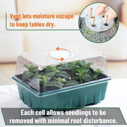 Mr. Pen- Seed Starter Tray Kits, 6.6"x4.6", 10 Set, Total 120 Cells - size: 12-Cells 10-Pack