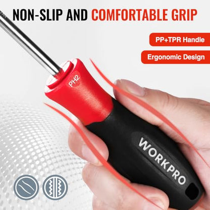 WORKPRO 10-Piece Magnetic Screwdriver Set with Pouch, Red - color: Red