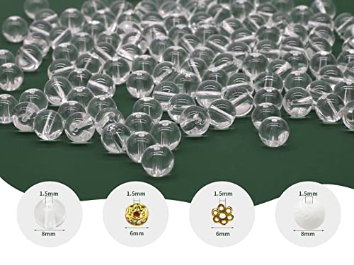 8mm Clear White Glass Beads Kit 500pcs for Jewelry Making - size: 8mm Clear White #352