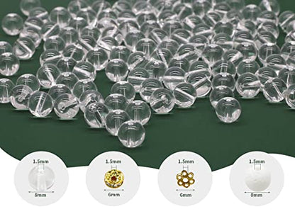 8mm Clear White Glass Beads Kit 500pcs for Jewelry Making - size: 8mm Clear White #352