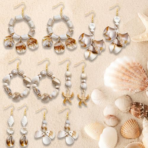 550Pcs Ocean Beads Kit Shell Starfish Mermaid for Bracelet Jewelry Making - color: Beige+Camel