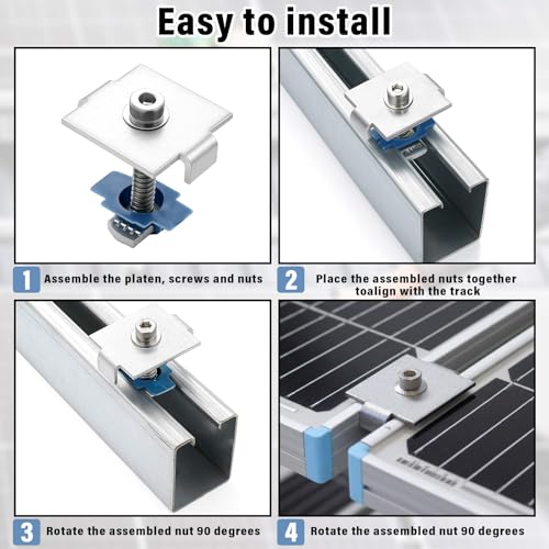 Silkfly 10 Pcs Solar Panel Mid Clamps for 1-5/8 Inch Steel Strut Channel, Solar Panel Kit with Clamps and Cone Nuts for Mounting Panels - style: Mid Clamp