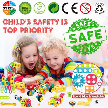 Contixo ST3 Kids Toys - 223 PCs 3D Building Blocks STEM Construction Playboards Creativity, Imagination, Recreational, Educational for Children Toddler, 3+ Year Old Boys and Girls - style: STEM-223pcs