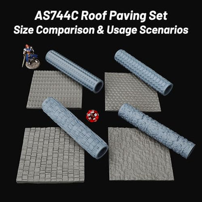 DND Terrain Texture Roller Set for Foam Modeling –Build Roofs for RPG Games - color: As744-c