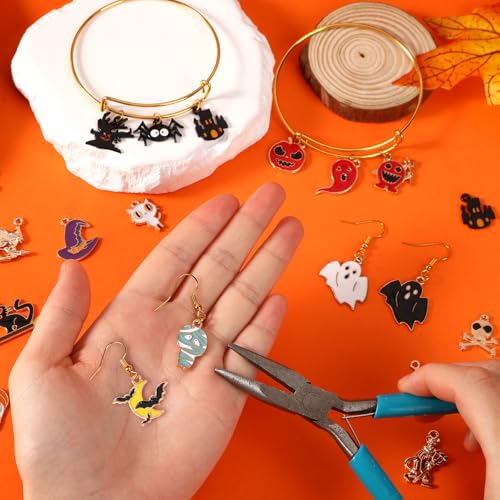 SANNIX 350Pcs Halloween Charms, Gold Enamel Charms Pumpkin Ghost - color: Halloween Color