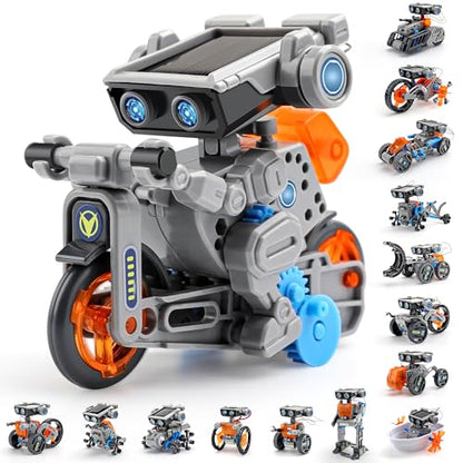Solar Robot Building Kit STEM Gift for Boys Aged 8-13, DIY 15-in-1 Educational Science Building Toy, Solar or Battery Powered Robotic Set for Children Birthday with 212 Pieces